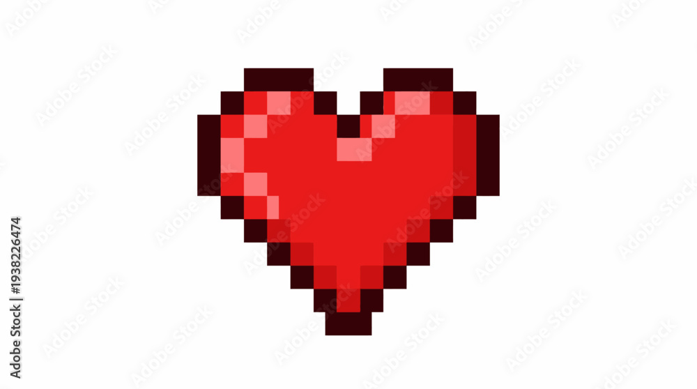 Obraz premium Pixelated Red Heart Icon Graphic Design.