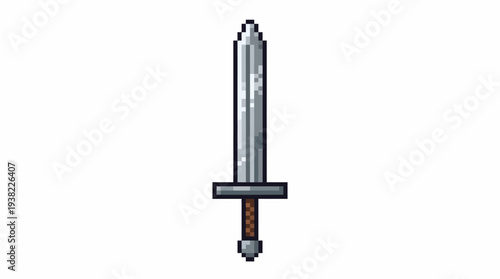 Pixel Art Sword Icon Vector Graphic.