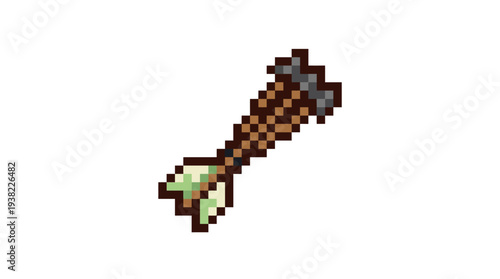 Pixel Art Arrow with Feathered Tail and Metal Tip.