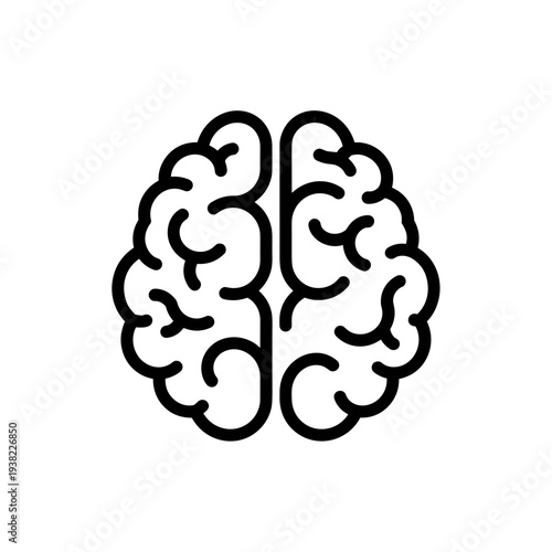 Simple black and white illustration of a human brain for medical and educational use.
