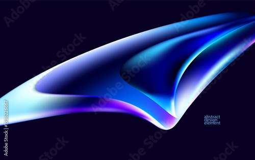 Abstract vector background of glass iridescent shape. Liquid glass wallpaper.