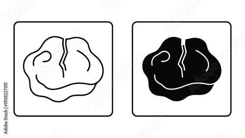 Brain Split Icon Concept Mind Fracture Opposition