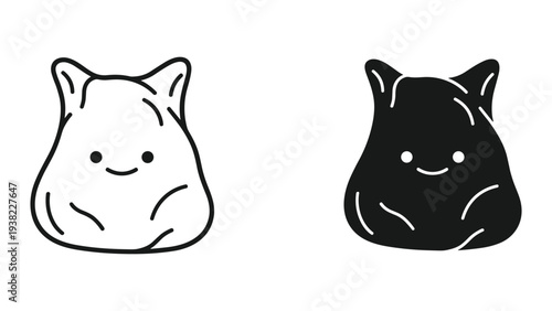 Blob Character Icon Black White Simple Cute
