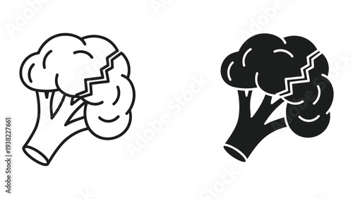 Broccoli Food Icon Set Health Vegetable Nutrition Abstract
