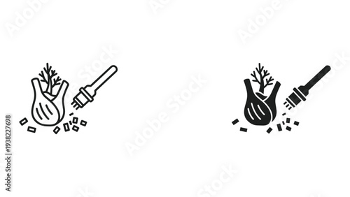 Fennel Bulb Preparation Food Chopping Icon Business