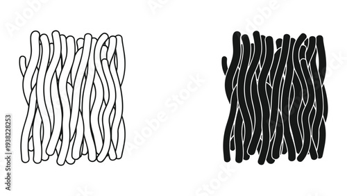 Noodles Bundle Black White Graphic Design Element