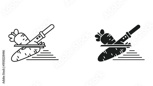 Carrot Slicing Knife Kitchen Preparation Icon