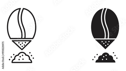 Coffee Bean Grinding Process Icon Representation Business