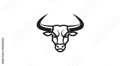 Bull Head Graphic Illustration with Horns.
