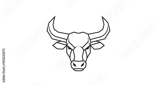 Bull Head Illustration with Horns.