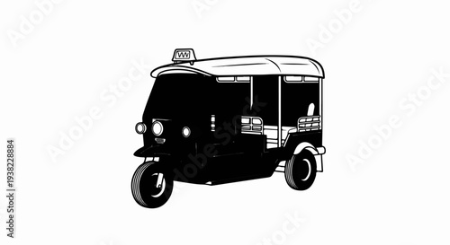 Stylized illustration of a three-wheeled passenger vehicle
