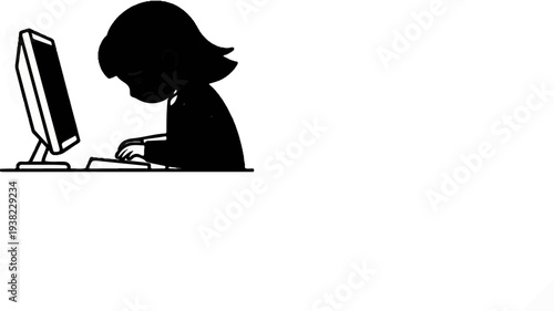 A silhouetted figure hunches over a computer keyboard, appearing discouraged