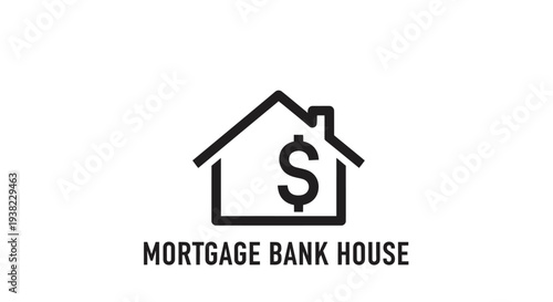 Simple linear icon representing financial home loan real estate banking or mortgage investment concept