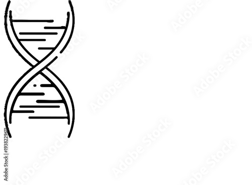 Stylized black and white double helix DNA strand
