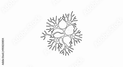 Abstract organic branching structure with interconnected circular nodes