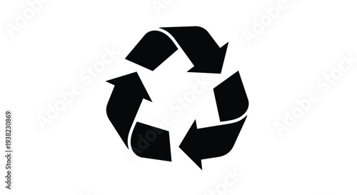 Black recycling symbol icon on a for eco friendly concepts