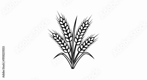 Stylized black and white illustration of a wheat sheaf