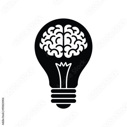A lightbulb containing a brain representing ideas and intelligence