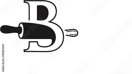 A stylized letter 'B' integrated with a rolling pin and a loop