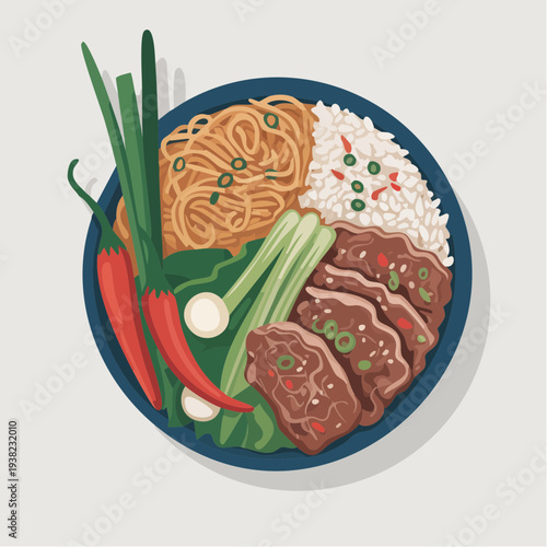 Fresh gourmet grilled beef steak served on a plate with healthy green salad and red tomato for a delicious dinner meal