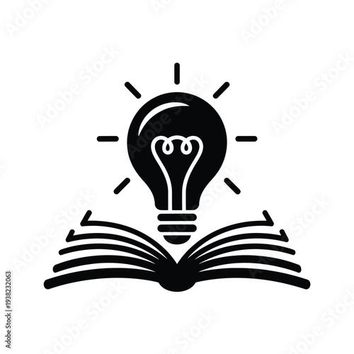 An open book with a glowing lightbulb above it symbolizing knowledge
