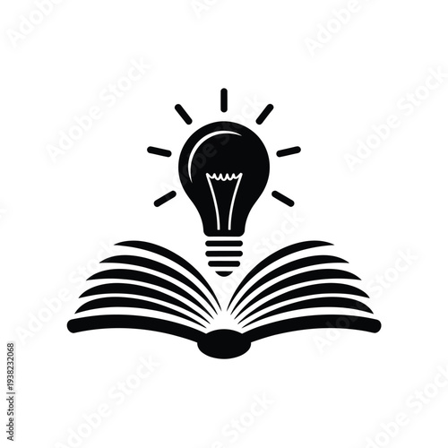 A lightbulb shining above an open book symbolizing knowledge