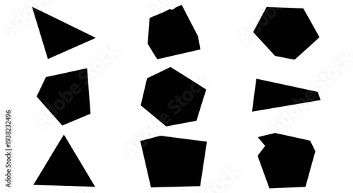 Black Geometric Shapes Isolated on White Background