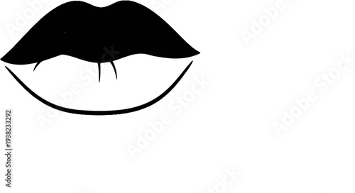 Black and white minimalist graphic of open lips