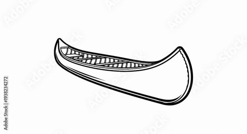 A simple black and white line drawing of a canoe