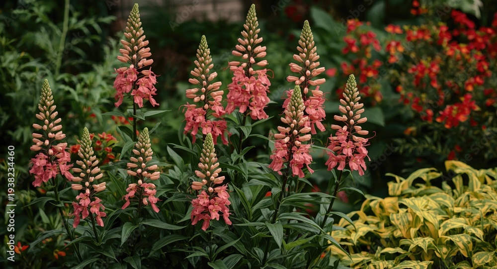 Fototapeta premium Charming arrangement of Houttuynia flowers thriving in a verdant garden environment