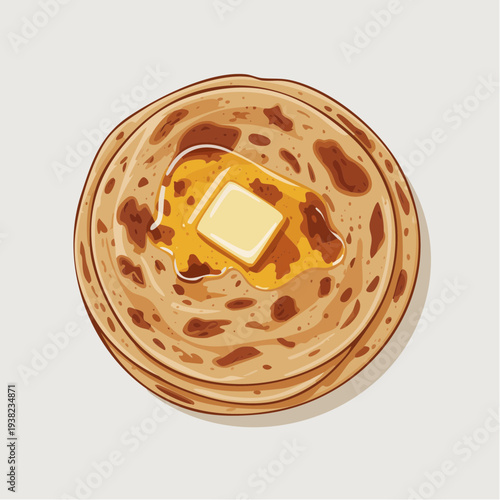 Vector illustration of a healthy pizza meal on a white plate isolated for a snack or breakfast dish
