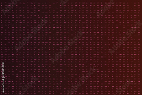 Deep reddish brown digital information flow showing binary code and hexadecimal numbers across a grid