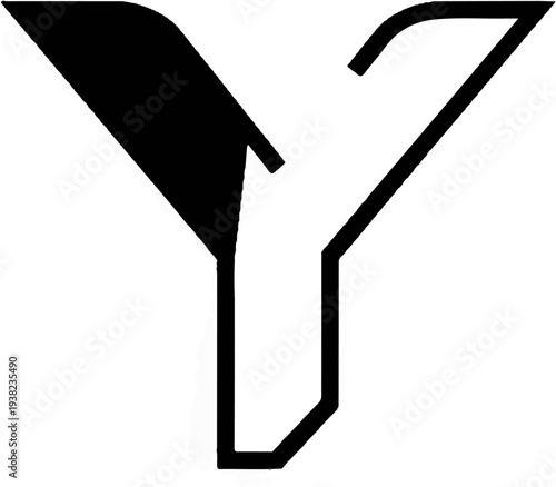 Stylized black letter Y with a solid black upper left arm on white