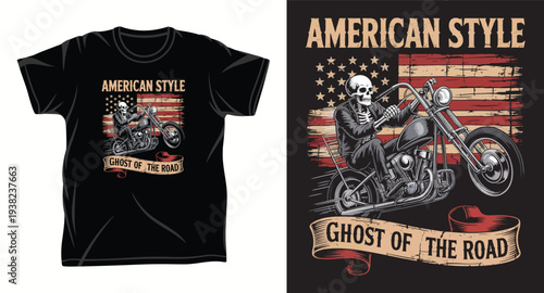 America Style Skull Graphic vector art t-shirt design print