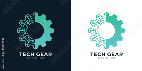 Gear technology logo with digital circuit