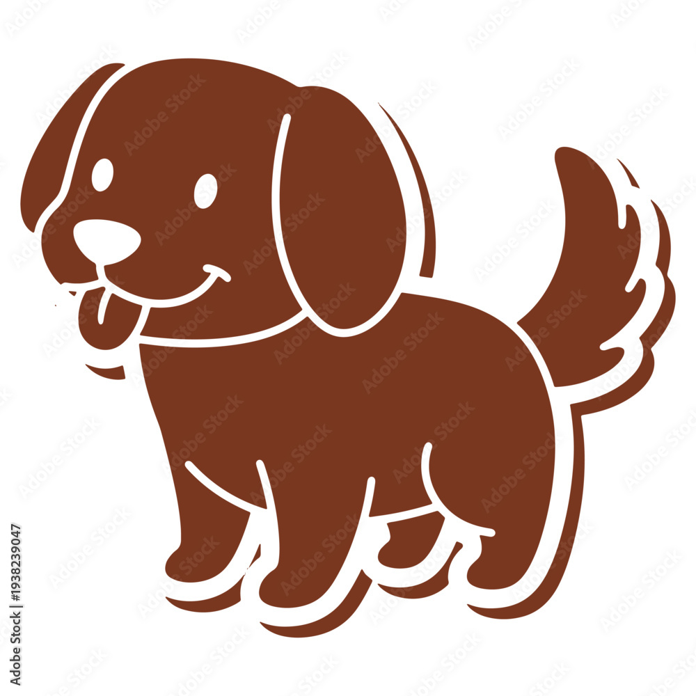 Obraz premium Adorable Cartoon Dog with Floppy Ears and Happy Expression on a White Background Perfect for Childrens Designs