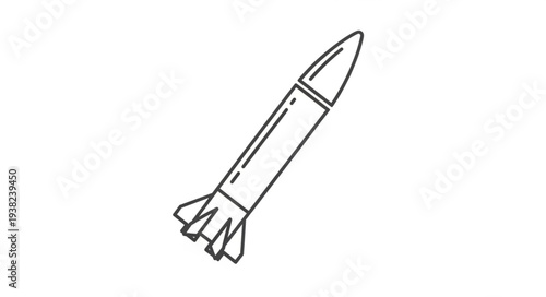 Simple Black and White Rocket Illustration.