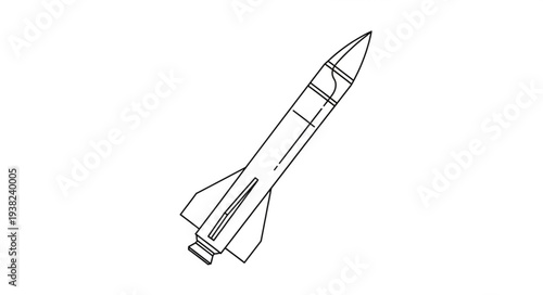 Simple Black and White Rocket Illustration.