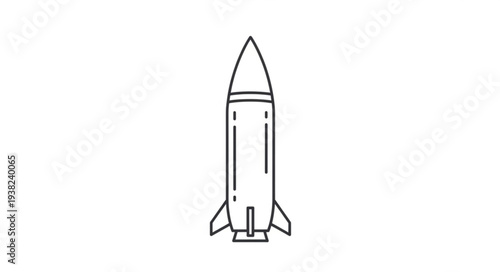 Simple Black and White Rocket Illustration.