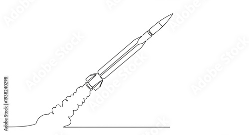 Simple Black and White Rocket Illustration.