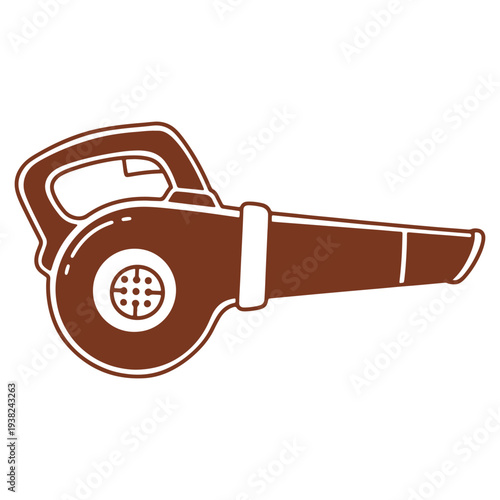 Brown Leaf Blower Silhouette Illustration for Outdoor Garden Cleaning Tasks and Fall Season Yard Work Projects for Professionals and Homeowners