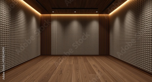 Contemporary interior design emphasizing soundproof underlay and dark wood floor finish