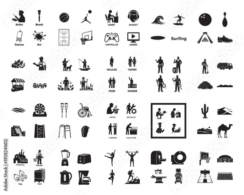 A collection of various silhouettes against a white background silhouette