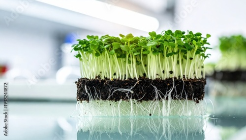 Wallpaper Mural Young Microgreens Growing in Soil Laboratory. Torontodigital.ca
