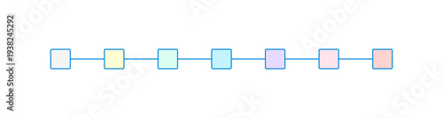 横線で繋がる7色の四角 - シンプルでおしゃれなパステルカラーのインフォグラフィックのテンプレート