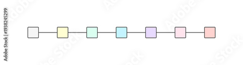 横線で繋がる7色の四角 - シンプルでおしゃれなパステルカラーのインフォグラフィックのテンプレート