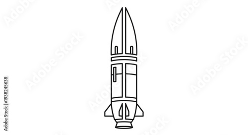 Simple Line Drawing of a Rocket.