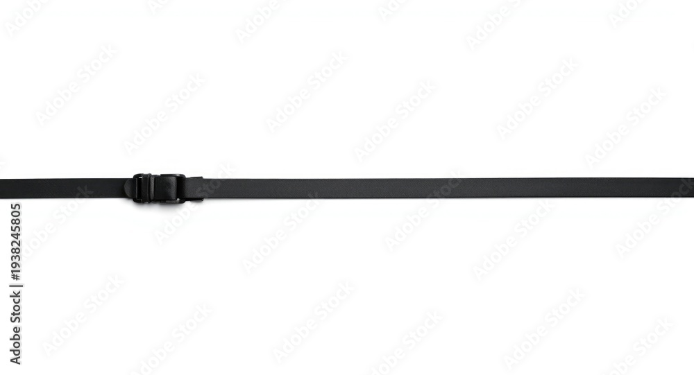 Fototapeta premium Black flexible cable tie laid on a clear white background showcasing its effectiveness in cable organization