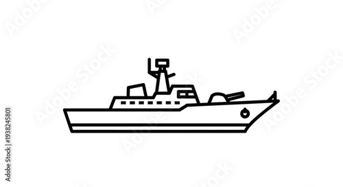 Simple Black and White Warship.
