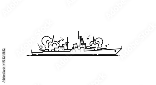 Simple Black and White Warship.